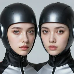 bodysuit and zynoid helm, reflections, focus, detailed, realistic eyes, symmetric body features proportions, golden ratio face, intricate facial skin details, award winning, trending in cgsociety artstation deviant art, octane render, by boris Vallejo