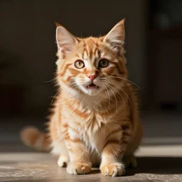 surprised cute fluffy orange tabby kitten