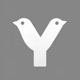 simple greyscale vector bird shaped like y, clean, sharp edges