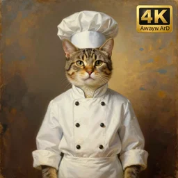 painting of a cat wearing a chef suit and chef hat proudly posing for a portrait. art by william adolphe bouguereau. during golden hour. extremely detailed. beautiful. 4 k. award - winning.