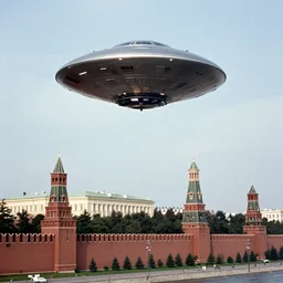 a 1960s photo of a UFO flying over the Kremlin