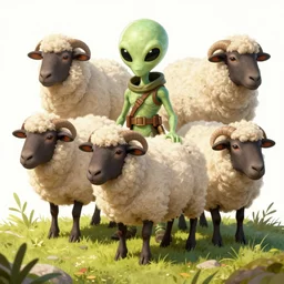 alien sheep abduction, detailed digital art, trending on Artstation
