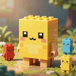 small creatures made of a single brick, four legged, quadrupedal, cute looking, kawaii, sharp focus, character sheet, game concept art, blocky, lego mixels, japanese, katamari damacy inspired, pokemon inspired
