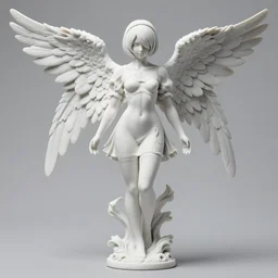 a full - frame photograph of a full - body perfect porcelain ominous angel, porcelain angel rendition. nier : automata clothed angel concept art design, feminine angel.
