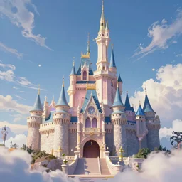 enchanted magic castle in the sky, inspired by studio glibhi, digital art, beautiful composition, highly detailed, trending on artstation, devianart, cgsociety