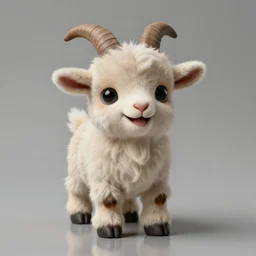 biblical cute fur goat animal as a doll, artdoll, big eyes, grin, portrait by greg hildebrandt, studio lighting, muted colors, by terry richardson, handmade, by beeple, ultrarelistic, extreme detail, reflections, trending on artstation, 8 k