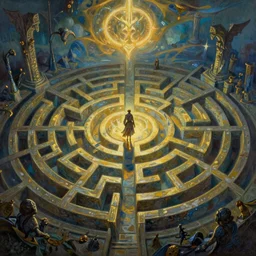 beautiful painting of labyrinth by Wlop, in style of Dark Souls 3 and Elden Ring, fantasy matte painting, golden ratio, trending on cgsociety, dramatic lighting, trending on artstation, highly detailed, vibrant