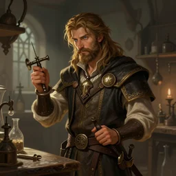detailed illustration portrait of a fantasy alchemist in medieval lab setting, d & d rpg portrait, pathfinder, rpg art, deviantart, artstation, art by hildebrandt, keith parkinson
