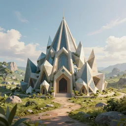 wonderland landscape, geometric structure, fantasy art, 4k