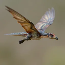 action photography, long shot, award winning macro photo of a tiny ultra detailed intricate pterodactyl flying fast, fast shutter speed, motion blur, tiny gaussian blur, highly detailed, highly intricate, depth of field, national geographic