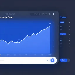 cool, fresh and clean design for a new stockchart webapp woth blue and dark grey as primary colors