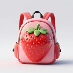 a backpack in strawberry!!!!!!!!! fruit shape, digital art, artgem, octane render, artstation, hasselblad photo, 4 k resolution, fashion design, product photo, product design, vivid colorful background, strawberry