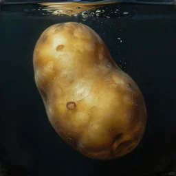 a portrait of a drowning potato in the style of francisco goya, dramatic, intense lighting