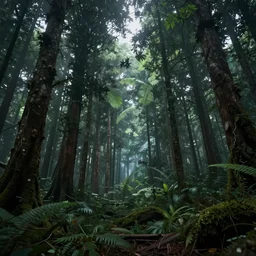 beautiful forest of an alien planet, dramatic, f / 2. 8, hard lighting