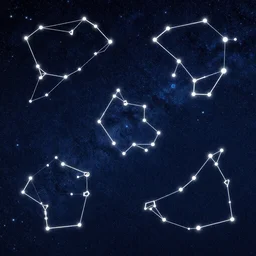 Constellation patterns in the style of Rufino Tamayo
