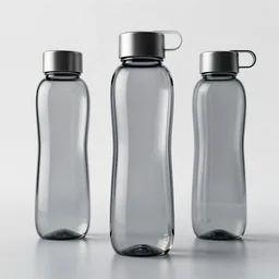 3 d render of an ergonomic glass water bottle, photogrammetry shots