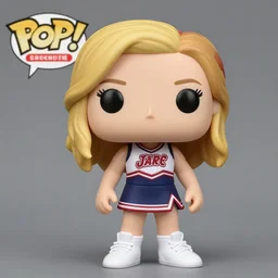a funko pop of quinn fabray from glee, as played by dianna agron, wearing her cheerio outfit