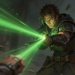 Sminem shooting green beams from his wrist, highly detailed, digital painting, artstation, concept art, sharp focus, cinematic lighting, illustration, cgsociety