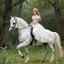 princess riding a unicorn, in a forest clearing, ultra realistic, photorealistic, digital art,