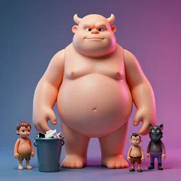 hyperrealistic rendering, fat, smooth, flesh monster, garbage pail kid, by donato giancola, greg rutkowski and wayne barlow, zdzisław beksinski, product photography, action figure, sofubi, studio lighting, colored gels, colored background