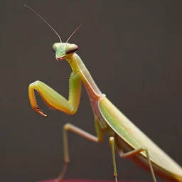 portrait of a praying mantis with a manbun'