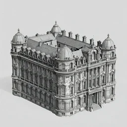 a detailed 3d model of a building in Glasgow style architecture