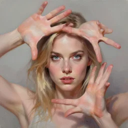 laura palmer with hands raised, intricate, fictional character, dynamic pose, dramatic lighting, realistic shaded lighting, pastel shades, expressively loose brush strokes, perfect face, 8 k realistic, hyper detailed, digital painting, artstation, concept art, hyper detailed eyes, art by sam spratt and peter mohrbacher and james jean