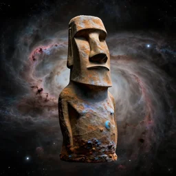 highly detailed James Webb Telescope of a nebula shaped like a moai statue, epic, 4k, high quality