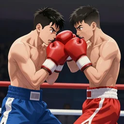 a violent boxing match, a boxer punches a boxer in the face, anime, manga panel, masterpiece, by joji morikawa, 4 k wallpaper, ink and screentone, bloody