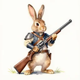 a watercolor ink painting of an anthropomorphic bunny mercenary / gunslinger posing with their revolver - rifle in the style of jean giraud in the style of moebius trending on artstation deviantart pinterest detailed realistic hd 8 k high resolution