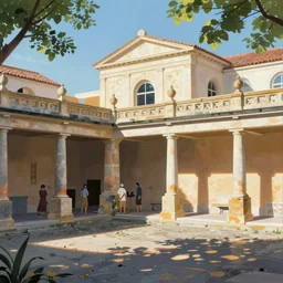a beautiful ancient greek bathhouse in the summer by hasui kawase
