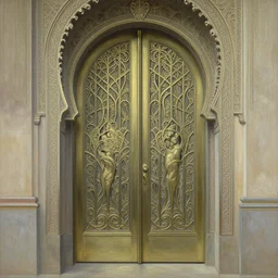 the gates of heaven, beautiful delicacy, flowing arab art deco nouveau architecture, repeating patterns, tim hildebrandt, wayne barlowe, bruce pennington, donato giancola, trending on artstation, cinematic composition, beautiful lighting, hyper detailed, 8 k, oil on canvas