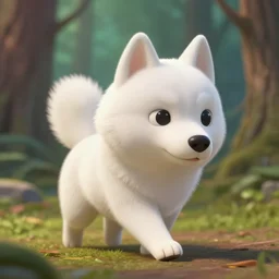 white siberian husky as nendoroid walking in a forest in the croods movie style, anime, disney, pixar, 8 k, hd, dof, kodak film, volumetric lighting, subsurface scattering, photorealistic, octane render, details