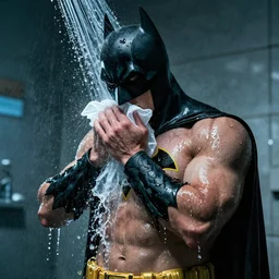 batman having a cold shower,