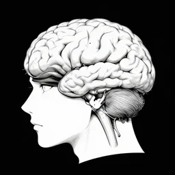 Black and white illustration, The Concept of Fear, Creative Design, Human brain, Biopunk, Body horror, by Junji Ito