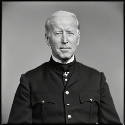civil war photograph of joe biden in uniform, portrait, daguerrotype