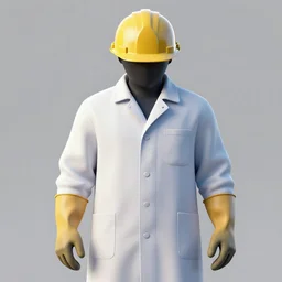 macron wearing hivis coat, hard hat and rubber gloves