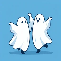 Two ghosts are dancing together.