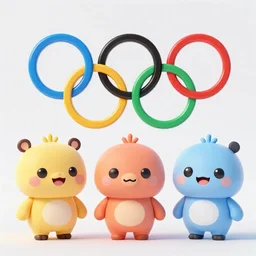 olympic icons as cute 3 d characters, chibi, pixar, octane render