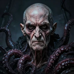 a night - gaunt | | elderly - face, wrinkled face, realistic shaded perfect face, fine details. anime. tentacles, cthulu, eldritch abomination, dunwitch horror, realistic shaded lighting poster by greg rutkowski, magali villeneuve, artgerm, jeremy lipkin and michael garmash and rob rey