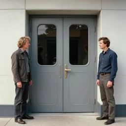 a 1 9 8 0 s sci - fi double door by ron cobb and greg rutkowski, photorealistic, very realistic 8 k