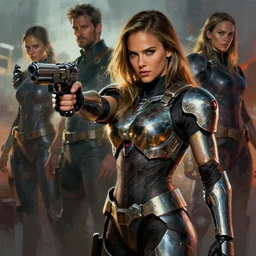 face face model face female bodybuilder jessica alba wearing metal gear armor holding gun dramatic lighting art by brandon anschutz by yoji shinkawa by richard schmid by greg rutkowski by jeremy lipking cinematic dramatic brush strokes background