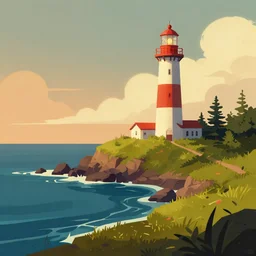 digital art of a coastal landscape with a lighthouse, by Disco Elysium