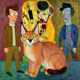 a painting of cute caracal from futurama by graham sutherland, egon schiele, gustav klimt, joan miro, basquiat, expressionism