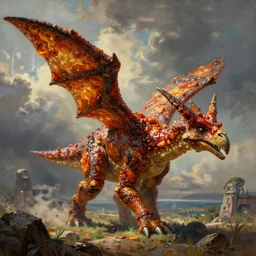 teriyaki pterodactyl, pterodactyl made of teriyaki, teriyakidactyl, painting by james gurney