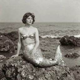 early 1900s photograph of a mermaid