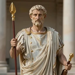 a realistic reconstruction of Emperor Marcus Aurelius, DSLR photography