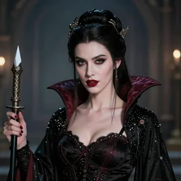 photo of a real-life beautiful vampire queen, highly detailed, 4k,