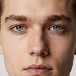 a close - up of a male face, 3 0 years old, clear blue eyes, macro photography, studio lighting, highly detailed