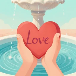theme : love in season. it should contain hands or a fountain, and use primarily complementary colors